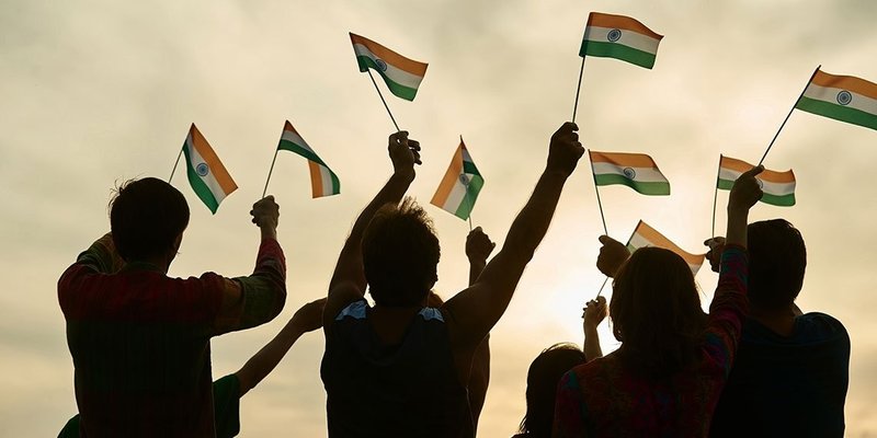 India people flags wide
